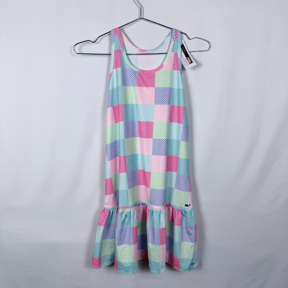 Vineyard Vines Girls Athletic Tank Dress Patchwork Whale Sleeveless Size M 10/12
